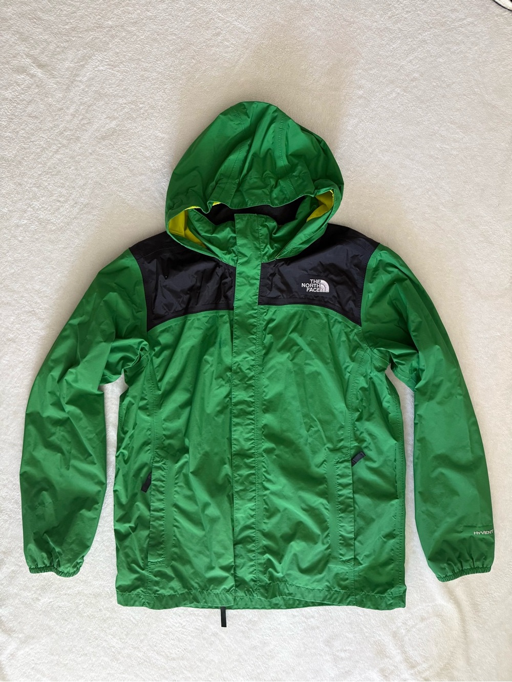 The North Face Green Black Boys Hooded Hyvent jacket XL